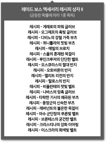 레이드 보스 액세서리 레시피 상자 Ⅱ